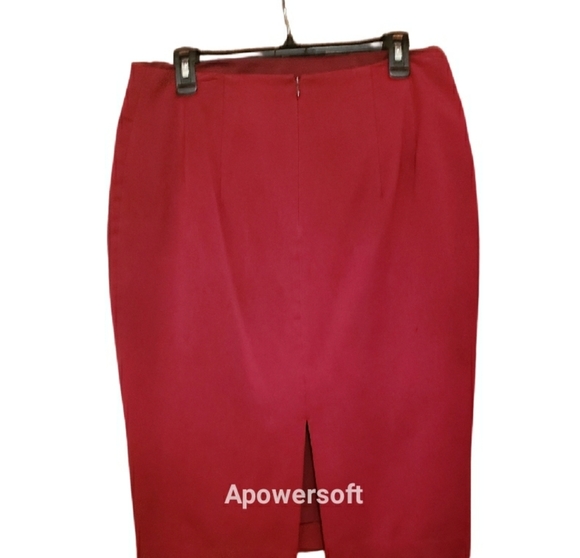 Express Cranberry High Waisted Pencil Skirt - Picture 3 of 8